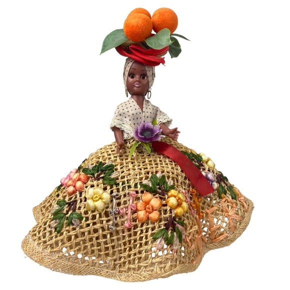 Vintage Caribbean Chiquita Dark Skin Blinky Doll 1950's Sherri Rag Doll 9.5 " - Picture 1 of 7